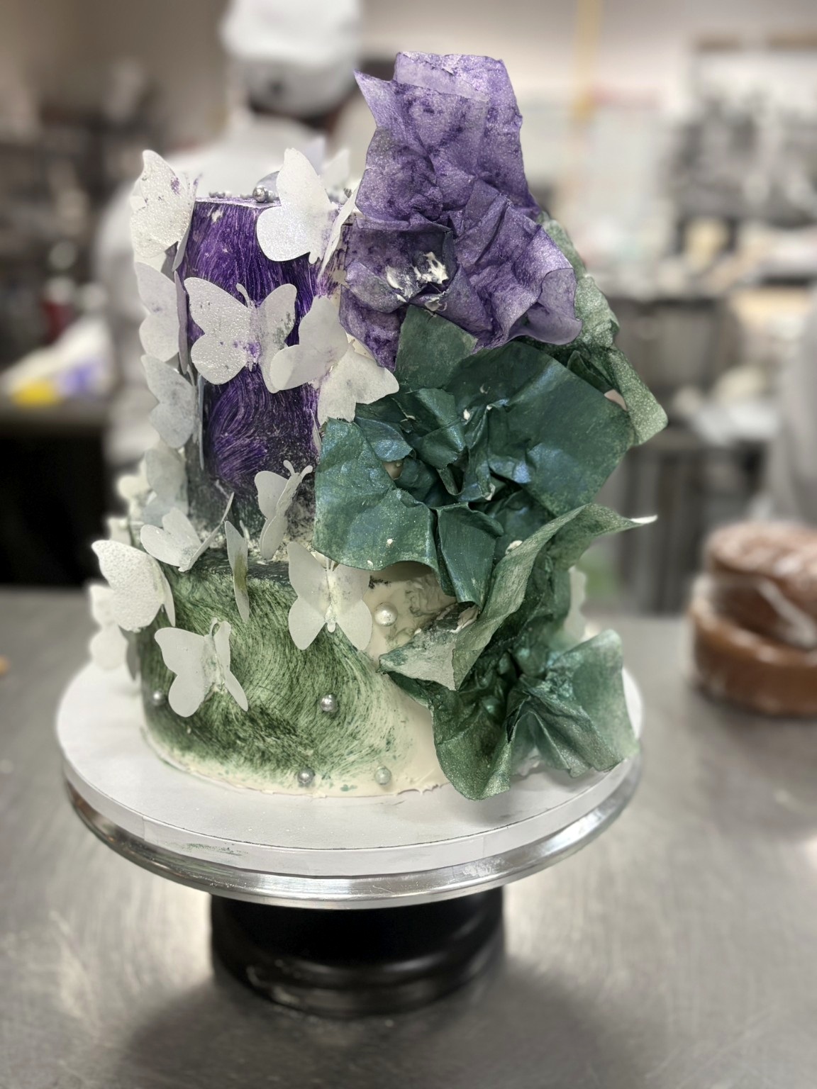 Geode-inspired botanical cake