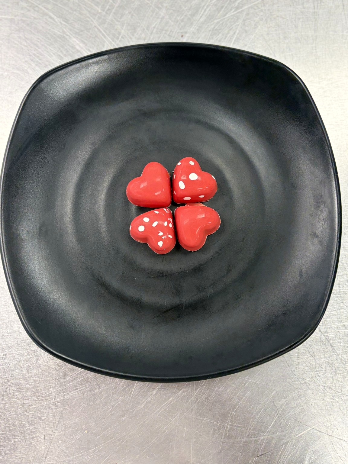 Heart-shaped chocolate bonbons