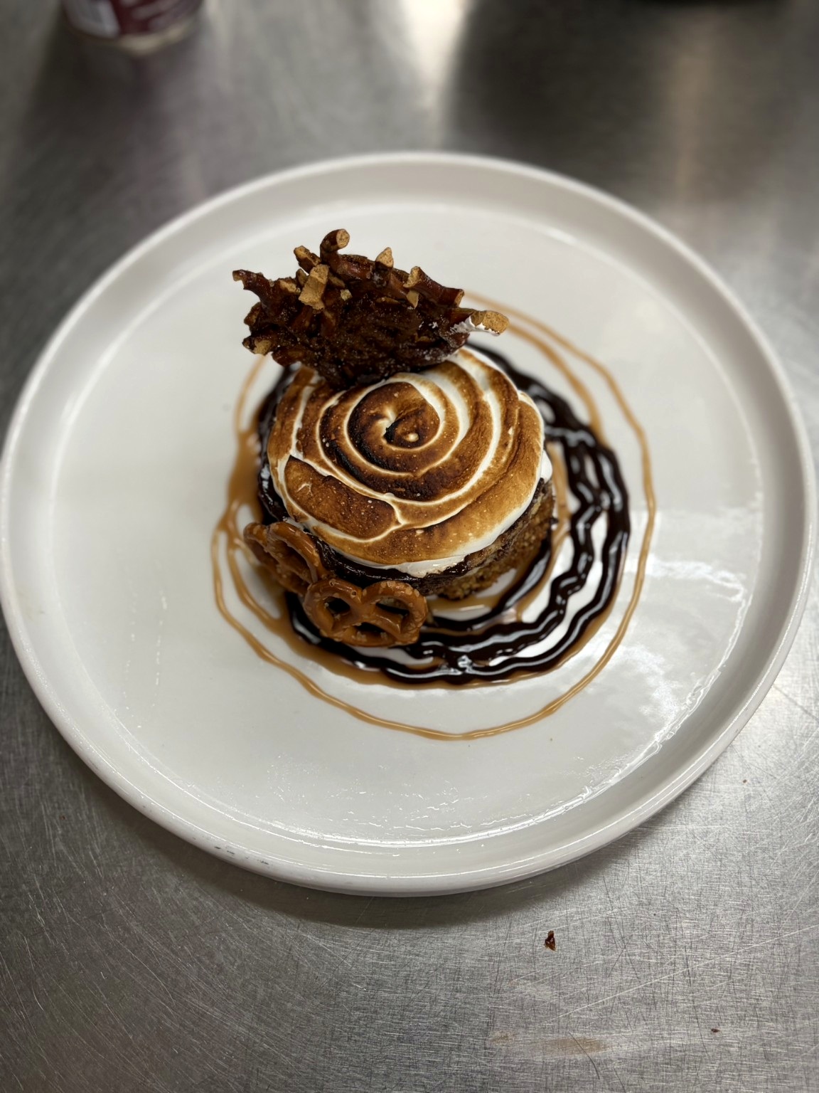 Toasted meringue plated dessert